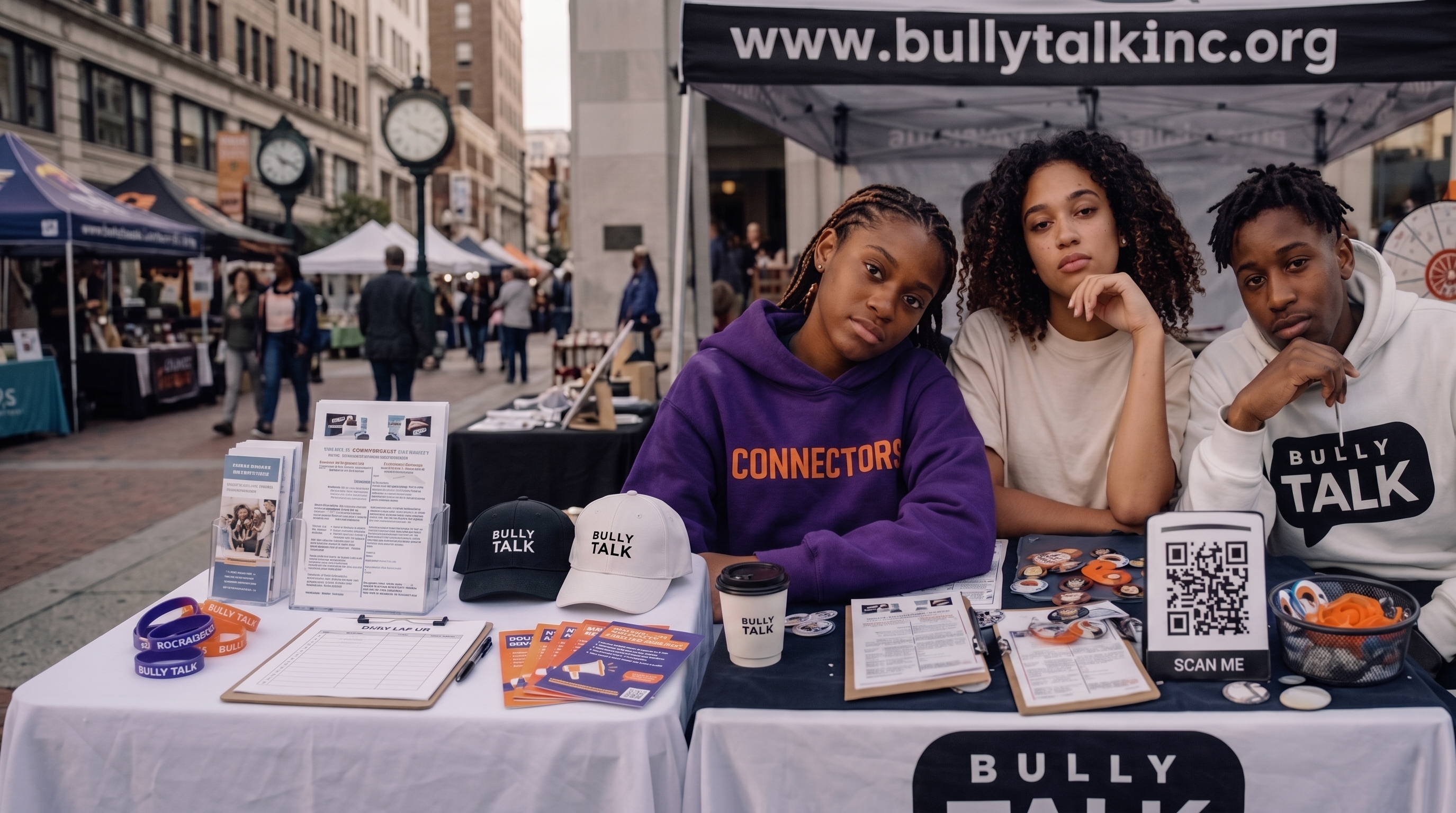 Bully Talk Connectors at a community street-fair outreach booth
