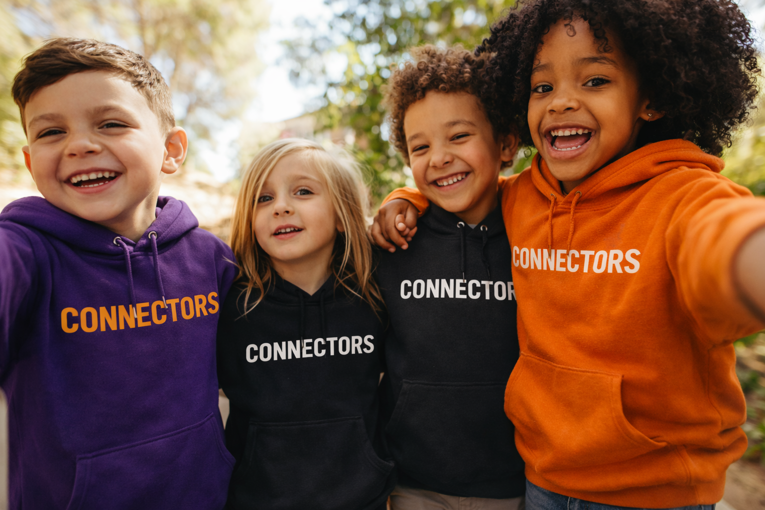 Young connectors in branded hoodies