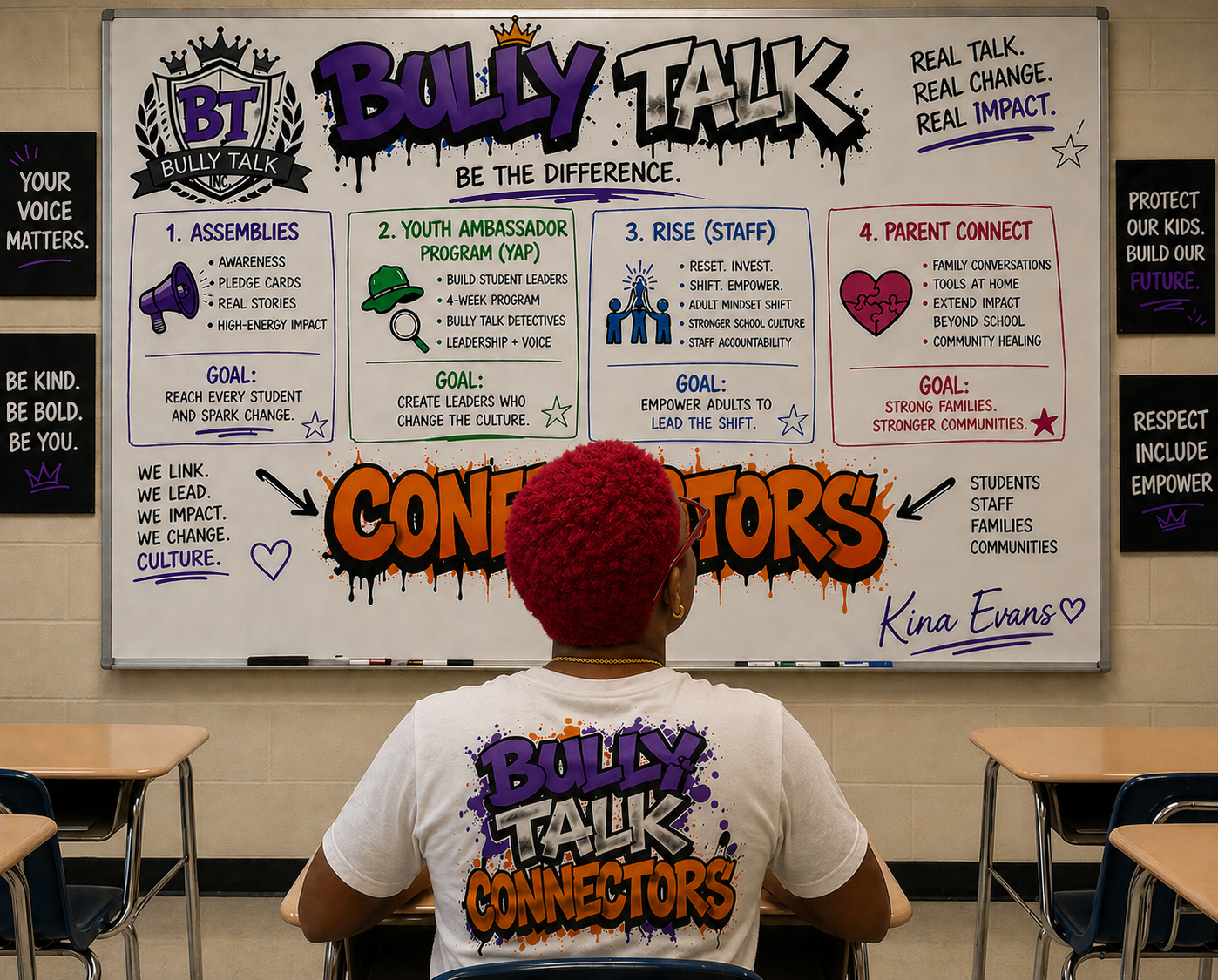 Kina Evans connecting with community members and partners