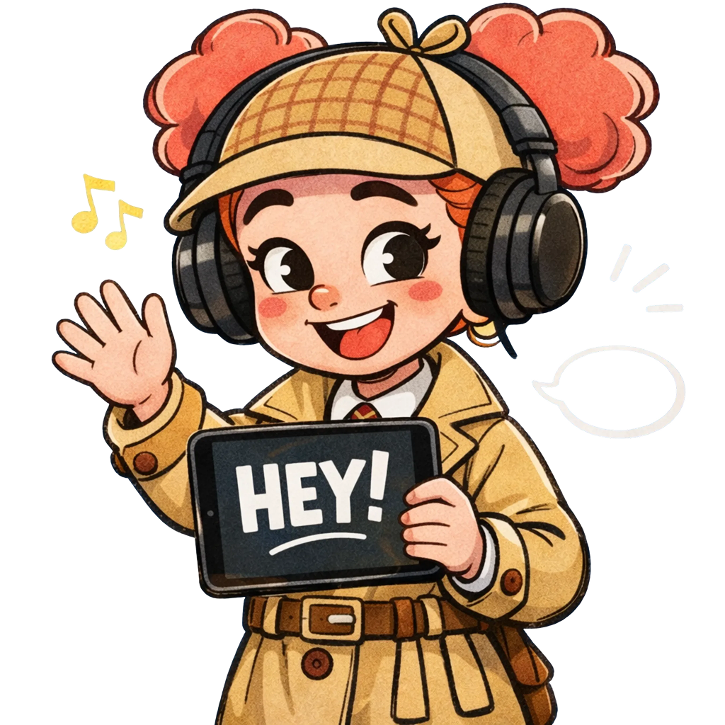 Bully Talk character waving and holding a HEY! tablet